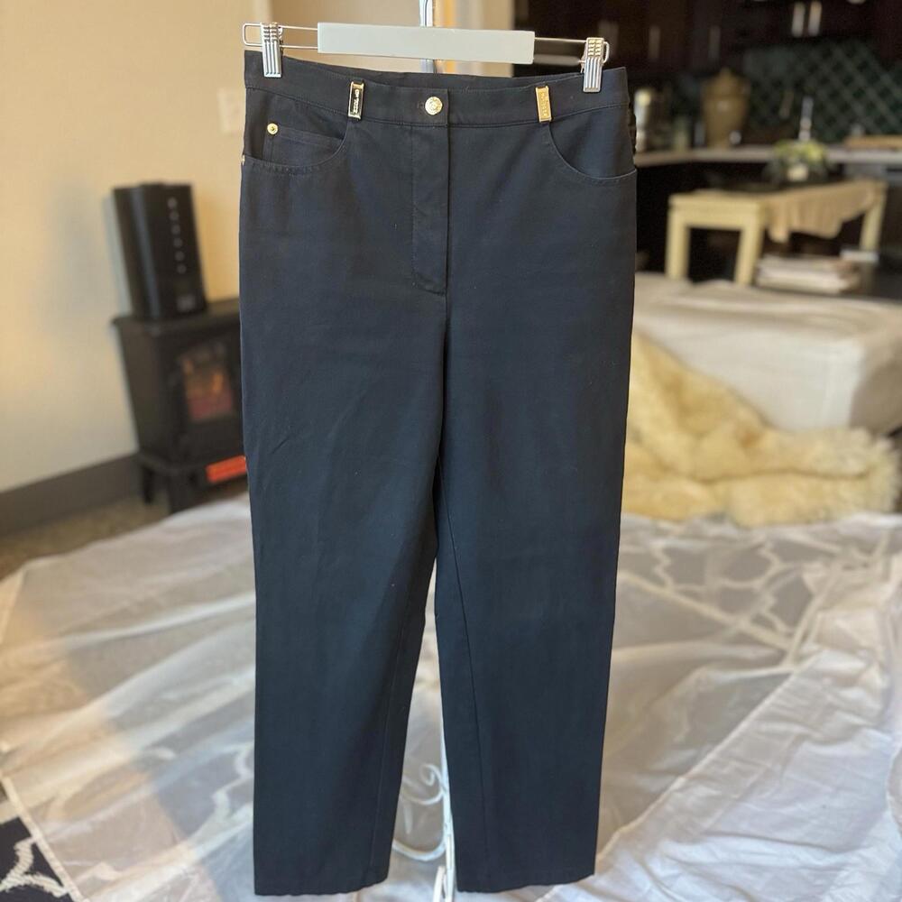 St. John Sport by Marie Gray Pants Womens Size 8 Or M  Black Stretch Old Money